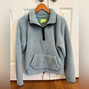 Playing for Keeps Blue Sherpa Fleece Pullover Quarter Zip size Small